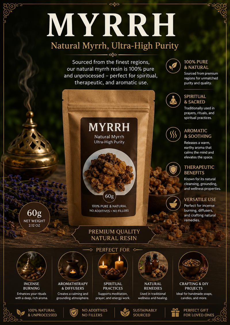 Natural Myrrh Resin - Ultra-High Purity (60g)