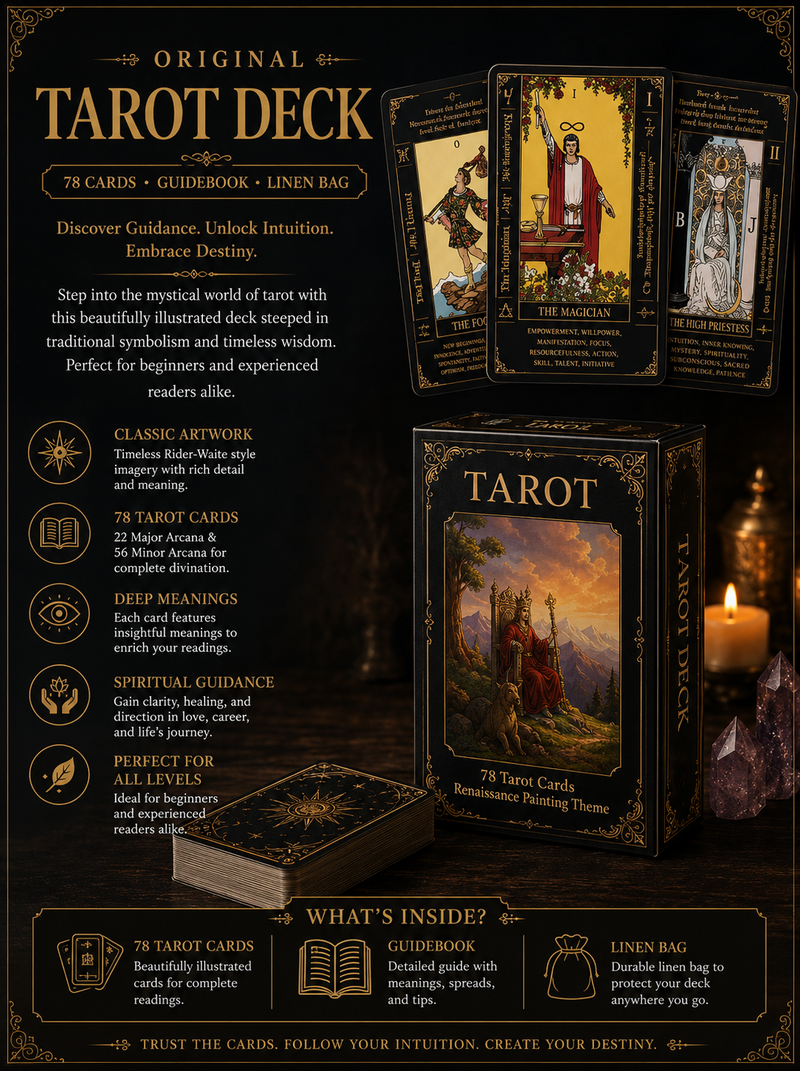Original Tarot Deck - 78 Cards, Guidebook & Linen Bag