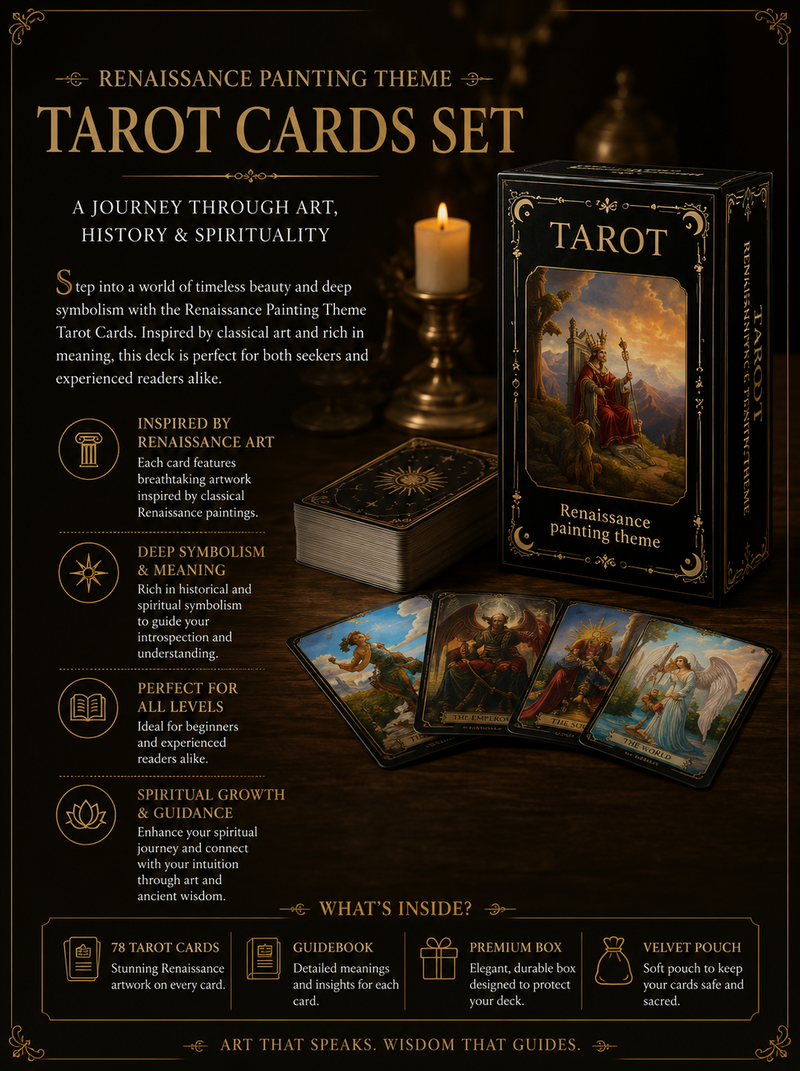 Renaissance Painting Theme Tarot Cards Set - 78 Cards & Guidebook
