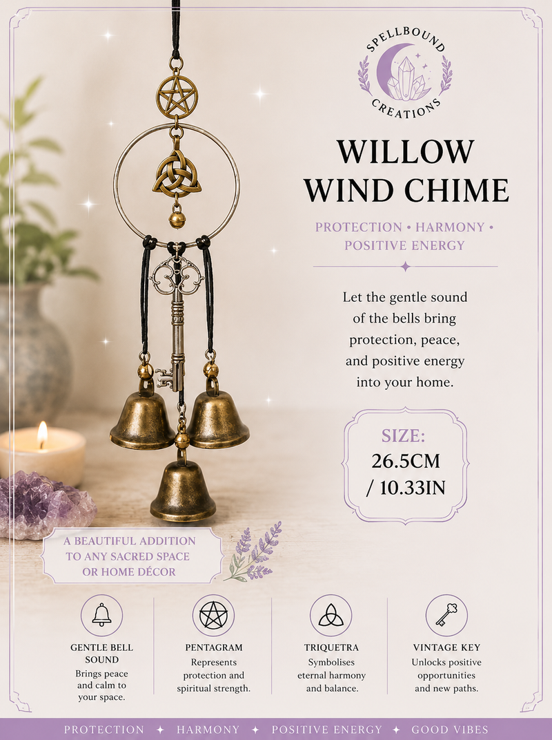Bell Door Handle Willow Wind Chime - Protection, Harmony & Positive Flow