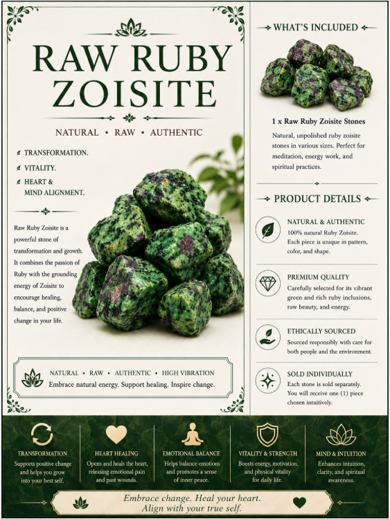 Raw Ruby Zoisite - Transformation, Vitality & Heart Alignment