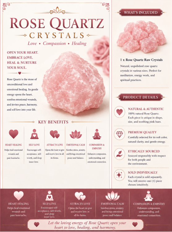 Rose Quartz Raw Crystal - Love, Compassion & Healing