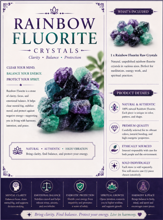 Rainbow Fluorite Raw Crystal - Clarity, Balance & Protection