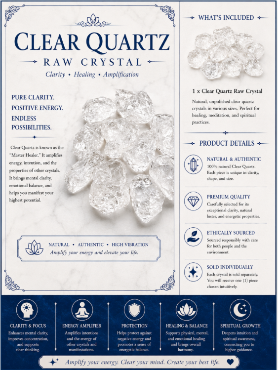 Clear Quartz Raw Crystal - Clarity, Healing & Amplification
