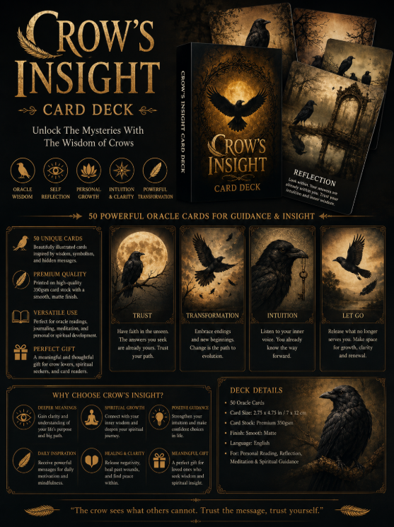 Crow's Insight Card Deck - 50 Oracle Cards